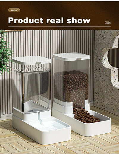 Automatic Cat Feeder & Water Dispenser with Gravity Food Storage Container for Cats and Dogs
