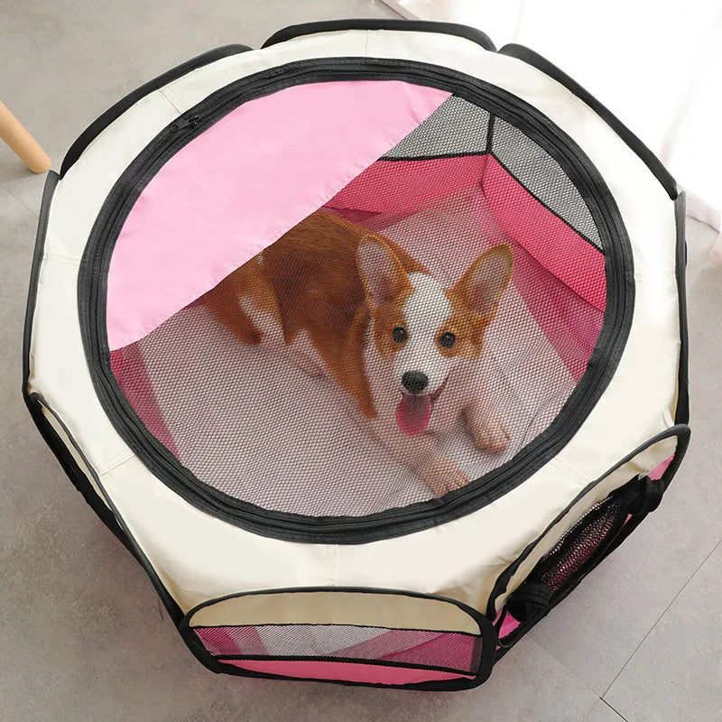 Cats and dogs delivery room pets octagonal cage breathable fence tent scratch-resistant Oxford cloth foldable cat and dog nest