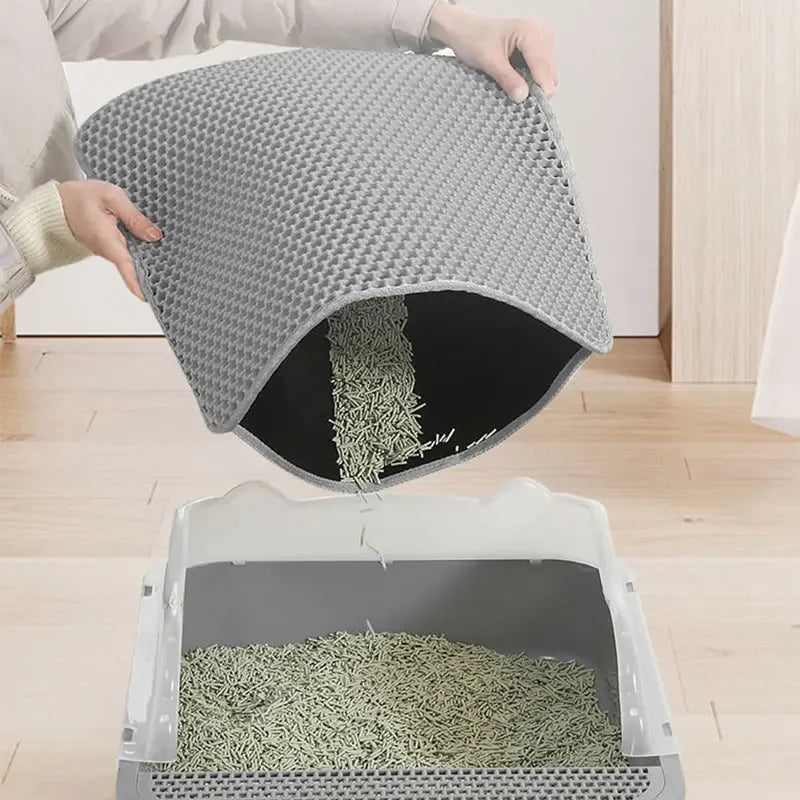 Cat Litter Mat Non Slip Big Pet Litter Box Filter Mat Double Layer Wear Resistant Waterproof Cat Litter Mat Pet Clean Supplies