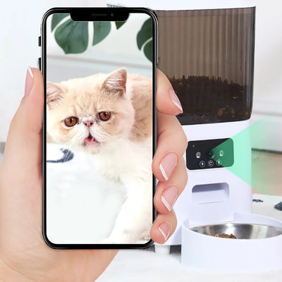 5L Double Bowls Smart Automatic Cat Feeder With Camera Cat Dry Food Video Dispenser Pet Smart Voice Recorder Auto Feeder For Dog